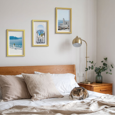 3-piece wall art set Sea views with white buildings Greece