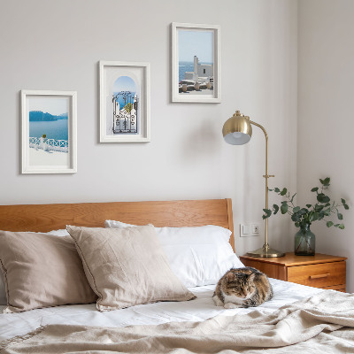 3-piece wall art set Sea views with white buildings Greece