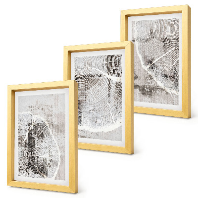 Photo frame wall Wood grain patterns in shades of gray and white