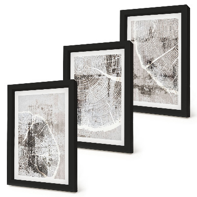 Photo frame wall Wood grain patterns in shades of gray and white