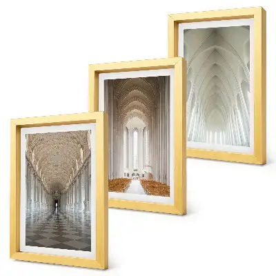 3-piece wall art set featuring interiors of historic buildings and cathedrals