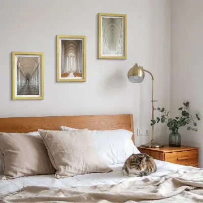 3-piece wall art set featuring interiors of historic buildings and cathedrals