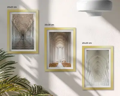 3-piece wall art set Interiors of historic buildings and cathedrals
