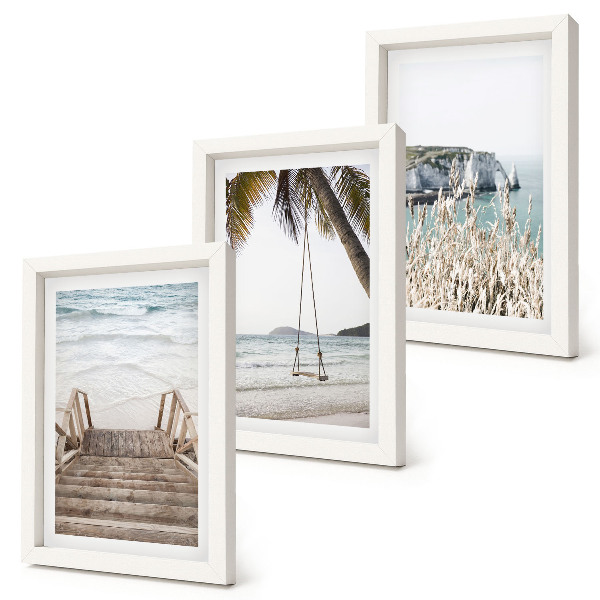 Photo frame wall Beach with wooden stairs and a seaside swing