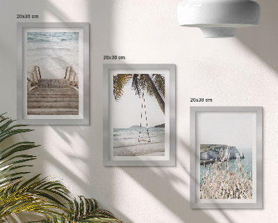 Photo frame wall Beach with wooden stairs and a seaside swing