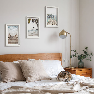 Photo frame wall Beach with wooden stairs and a seaside swing