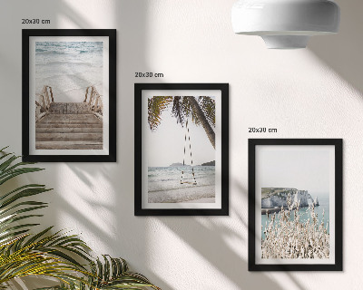 Photo frame wall Beach with wooden stairs and a seaside swing