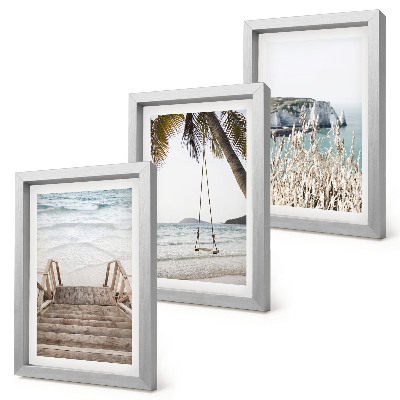 Photo frame wall Beach with wooden stairs and a seaside swing