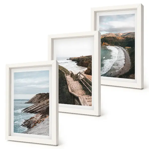 3-piece wall art set seaside views featuring cliffs and beach landscapes