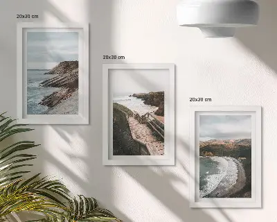 3-piece wall art set seaside views featuring cliffs and beach landscapes