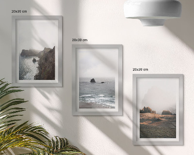 Photo frame wall Mountain and sea landscapes with clouds and forests