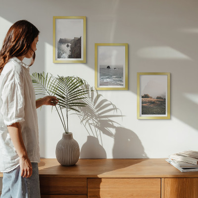 Photo frame wall Mountain and sea landscapes with clouds and forests