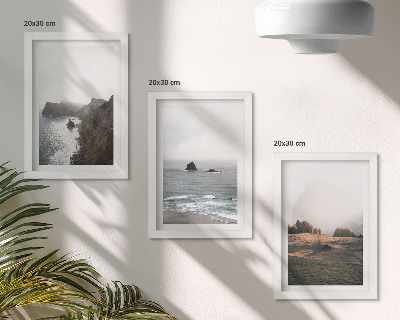 Photo frame wall Mountain and sea landscapes with clouds and forests