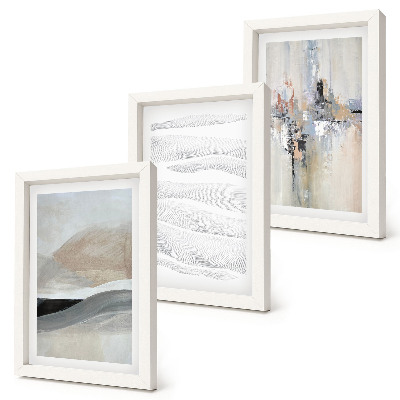 Framed triptych Abstract patterns in neutral earth tones