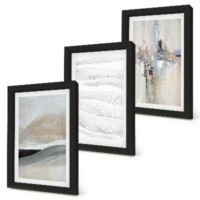 Framed triptych Abstract patterns in neutral earth tones