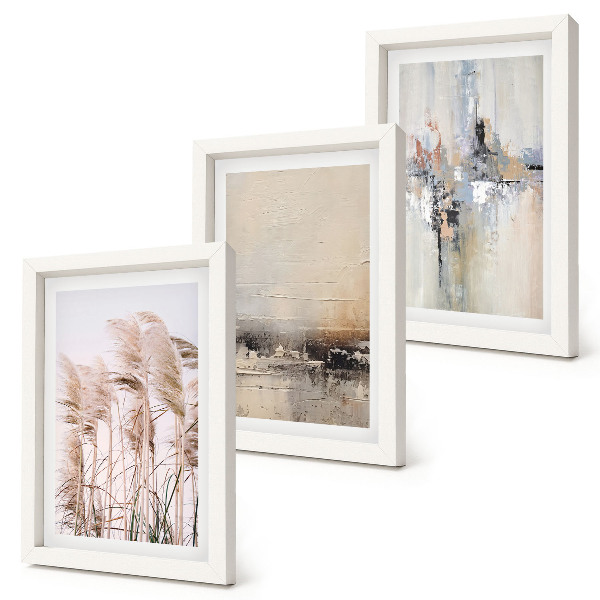 Framed triptych Natural vegetation, abstract patterns in subdued colors