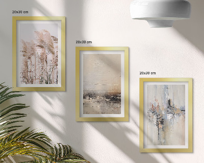 Framed triptych Natural vegetation, abstract patterns in subdued colors