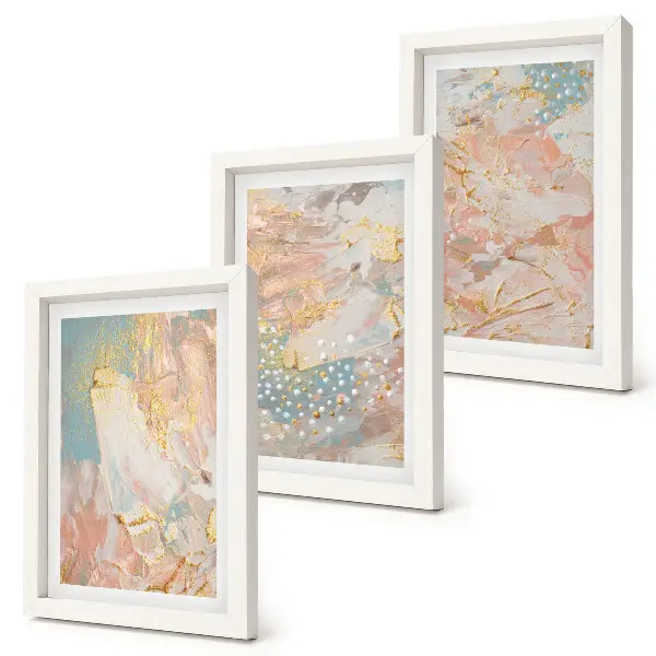3-piece wall art set with abstract patterns in pastel colors