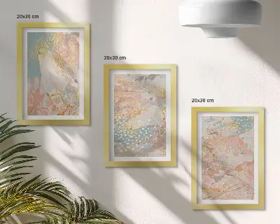 3-piece wall art set Abstract patterns in pastel colors texture