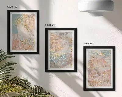 3-piece wall art set with abstract patterns in pastel colors