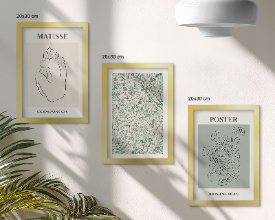Framed triptych Lines and plant patterns in a minimalist style