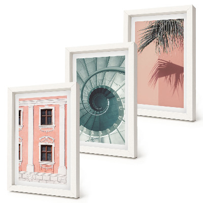 3-piece wall art set Architecture in pastel shades and spiral patterns