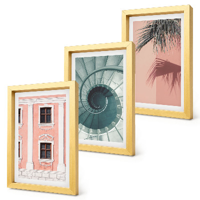 3-piece wall art set Architecture in pastel shades and spiral patterns