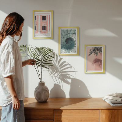 3-piece wall art set Architecture in pastel shades and spiral patterns