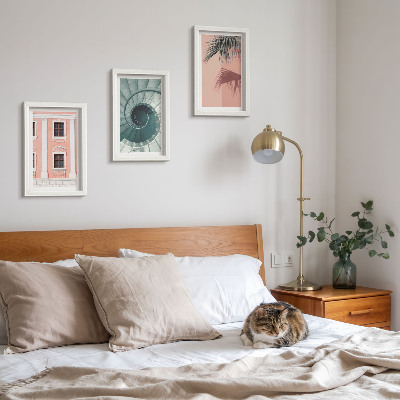 3-piece wall art set Architecture in pastel shades and spiral patterns