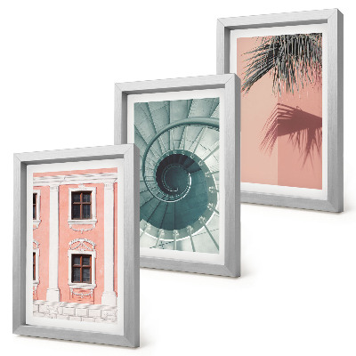 3-piece wall art set Architecture in pastel shades and spiral patterns