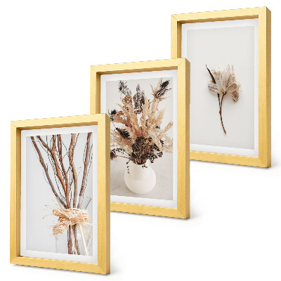 Framed triptych Flowers and branches in a minimalist nature style