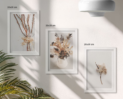 Framed triptych Flowers and branches in a minimalist nature style