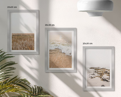 Photo frame wall Beach with waves and sea stones in summer