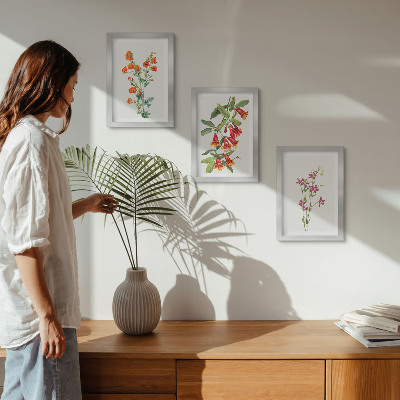 3-piece wall art set Vintage retro flower painting