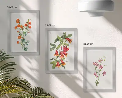 Vintage retro flower wall art 3-piece set