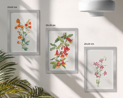 3-piece wall art set Vintage retro flower painting