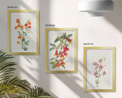 Vintage retro flower wall art 3-piece set