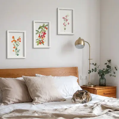 Vintage retro flower wall art 3-piece set