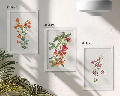 Vintage retro flower wall art 3-piece set