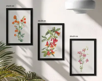 Vintage retro flower wall art 3-piece set