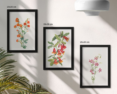 3-piece wall art set Vintage retro flower painting