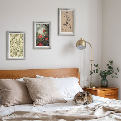 3-piece wall art set Flowers and birds in natural surroundings