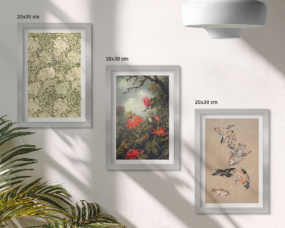 3-piece wall art set Flowers and birds in natural surroundings