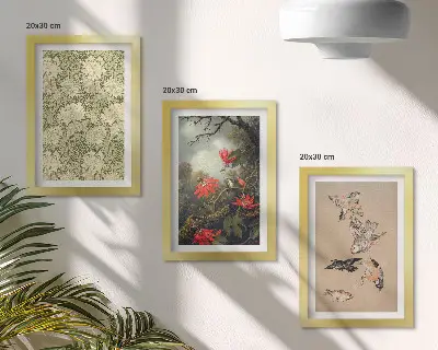 3-piece wall art set featuring flowers and birds in natural surroundings