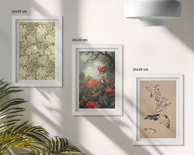 3-piece wall art set Flowers and birds in natural surroundings