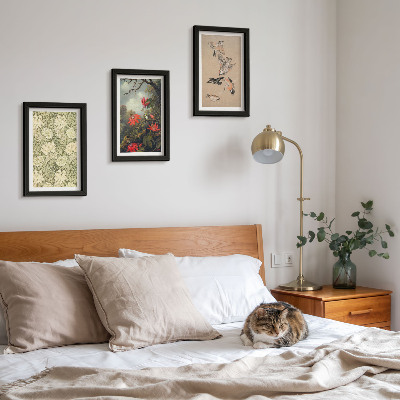 3-piece wall art set Flowers and birds in natural surroundings