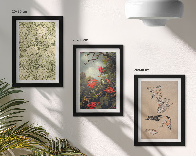 3-piece wall art set Flowers and birds in natural surroundings