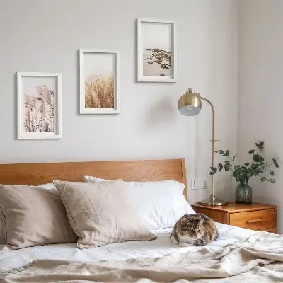 Photo frame wall set with pampas grass fields and a boho beach theme