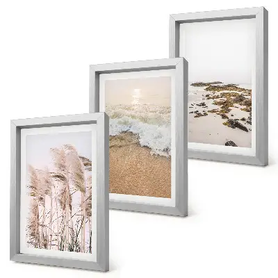 Beach grass waves and seaside stones triptych boho framed wall art set