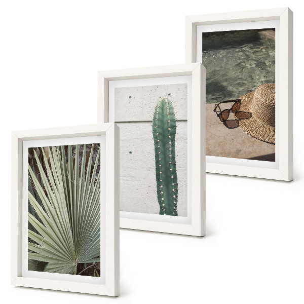 Photo frame wall Tropical plants and waterside holiday accessories